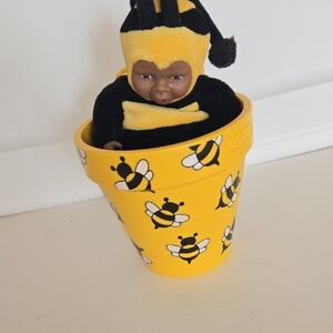 Bee Costume Baby Doll in Yellow Pot